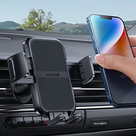 Lamicall Soporte Celular Auto - [Compatible con Fundas Gruesas] Abrazadera más Ancho y Gancho Metálico, Porta Celular Auto Base para Celular Automovil