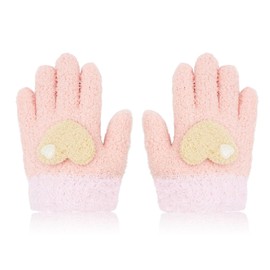 ALLY-MAGIC Kids Gloves, Winter Warm Gloves Knit Gloves Stretchy Kids Mittens, Full Finger Gloves for Kids, Fluffy Warm Kids Knit Gloves for Boys and Girls Y9AXPSST (Pink, 3-6 Years)