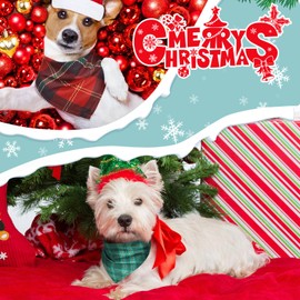 50 Pieces Classic Plaid Dog Bandanas Christmas Dog Bandanas Triangle Scarf Plaid Dog Kerchief for Christmas Pet Costume Accessories Decoration