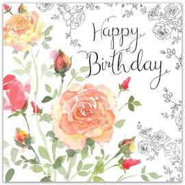 Twizler Happy Birthday Card for Her with Watercolour Effect and Flowers - Female Birthday Card for Ladies - Womens Floral