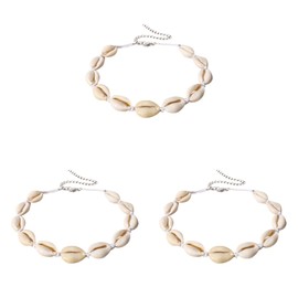 OATIPHO 3 Piezas Piezas Collar，Collar Ajustable de Conchas de conchas Pulsera Joyería de ámbar collar de moda collares de concha Collar de mano Collar de mujer gargantillasr mujer collar de la joy