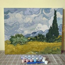 Vincent Van Gogh Masterpiece Series Paint by Numbers for Adults by Tococoo, DIY Adult Paint by Number Kits for Beginners on Canvas Rolled 16"x20" Unframed (Wheatfield with Cypresses)
