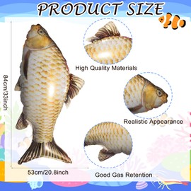 Pack of 3 Fish Foil Balloons, Realistic Fish Balloons, Cute Sea Animals Balloons, Fishing Birthday Decoration, for Children, Birthday, Anniversary, Ocean, Fishing, Theme Party