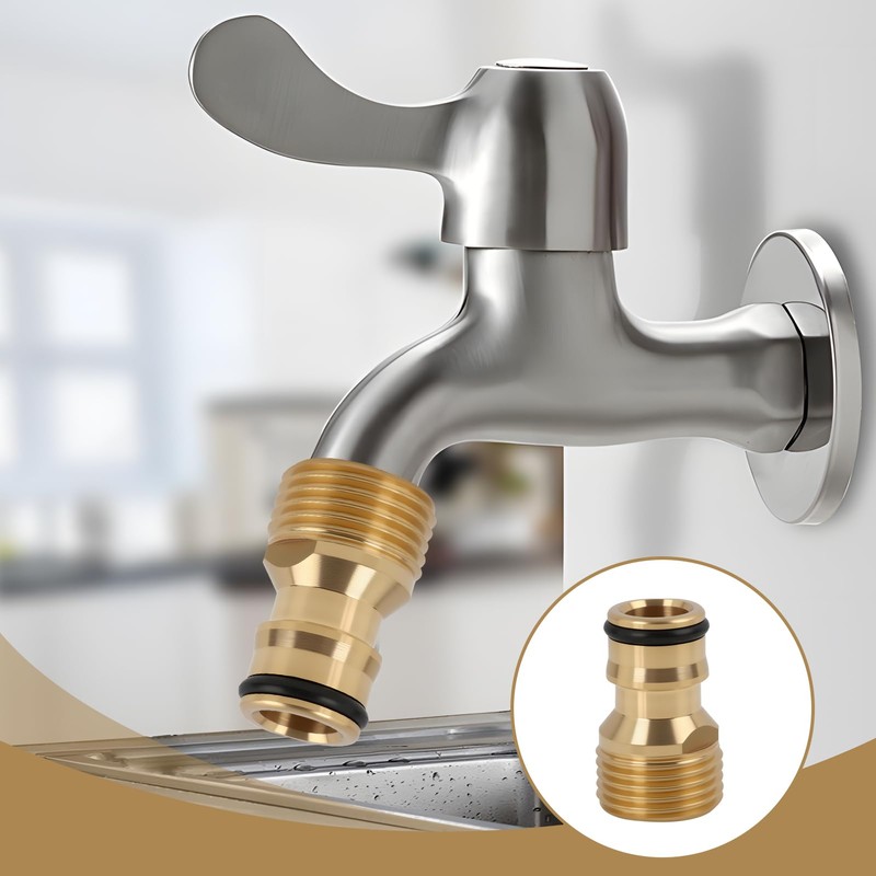 High-quality tap hose adapter, 3/4 inch male thread, brass plug-in