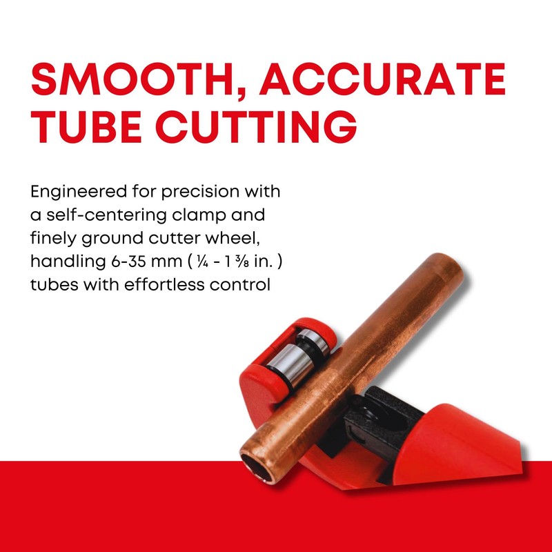 Rothenberger Tube Cutter 35 Pro, 1/4" - 1-3/8" OD, Red