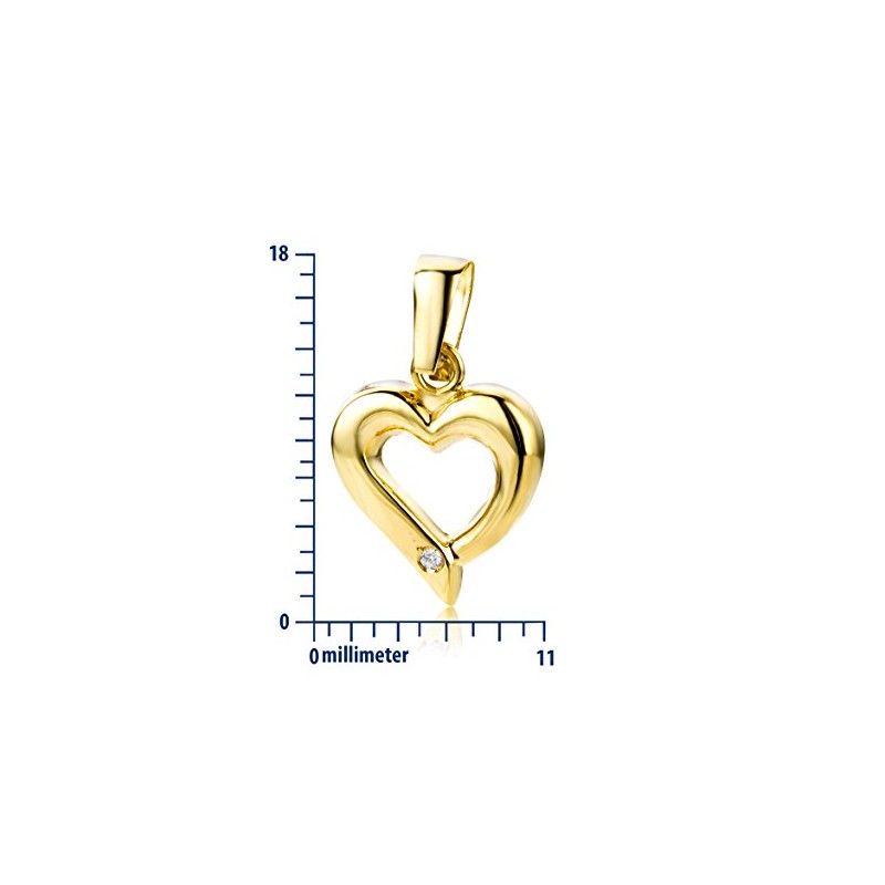Miore MA984P 9 ct Yellow Gold Diamond Heart Pendant