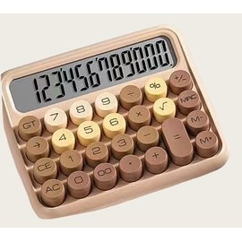 Mechanical Switch Calculator,Calculator Cute 12 Digit Large LCD Display and Buttons, Great for School Students and Basic Office Work, with Battery (Dopamine Milk Coffee Gradient)