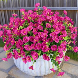Flores y Plantas Artificiales para decoración Exterior, 12 Paquetes de campanillas de Seda de Colores Resistentes a los Rayos UV (12, 12 Ramas Fucsia)