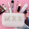 Preppy Patch Makeup Bag,Travel Cosmetic Bags PU Leather Portable Waterproof