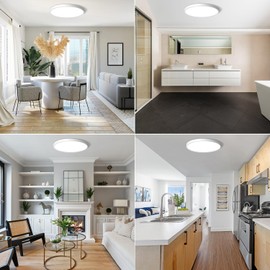 CHARYJOD LED Flush Mount Ceiling Light Fixture 12Inch, 24W Flat Light,5000K Ultra Thin Surface Panel Low Profile for Bedroom Kitchen Bathroom Garage Living Room, White (DC-CJ-0030-24W-50K)