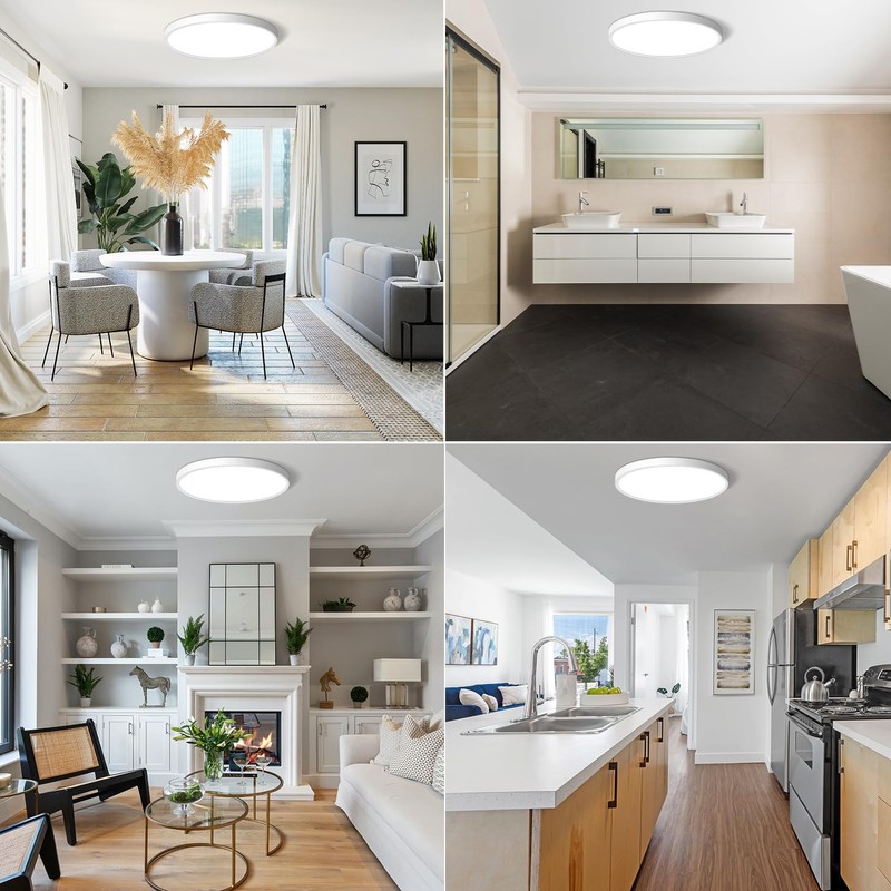 CHARYJOD LED Flush Mount Ceiling Light Fixture 12Inch, 24W Flat