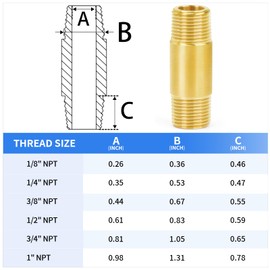 ChillWaves Brass Pipe Fitting, Long Nipple Pipe 1" NPT Male x 1" NPT Male Thread 2" Length(50MM)(2-PACK)