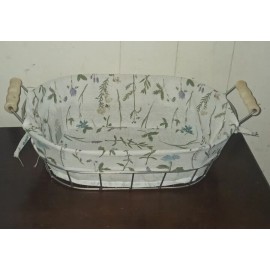 trueliving Farmhouse Metal Basket with removable floral  fabric liner - 2 Pack!