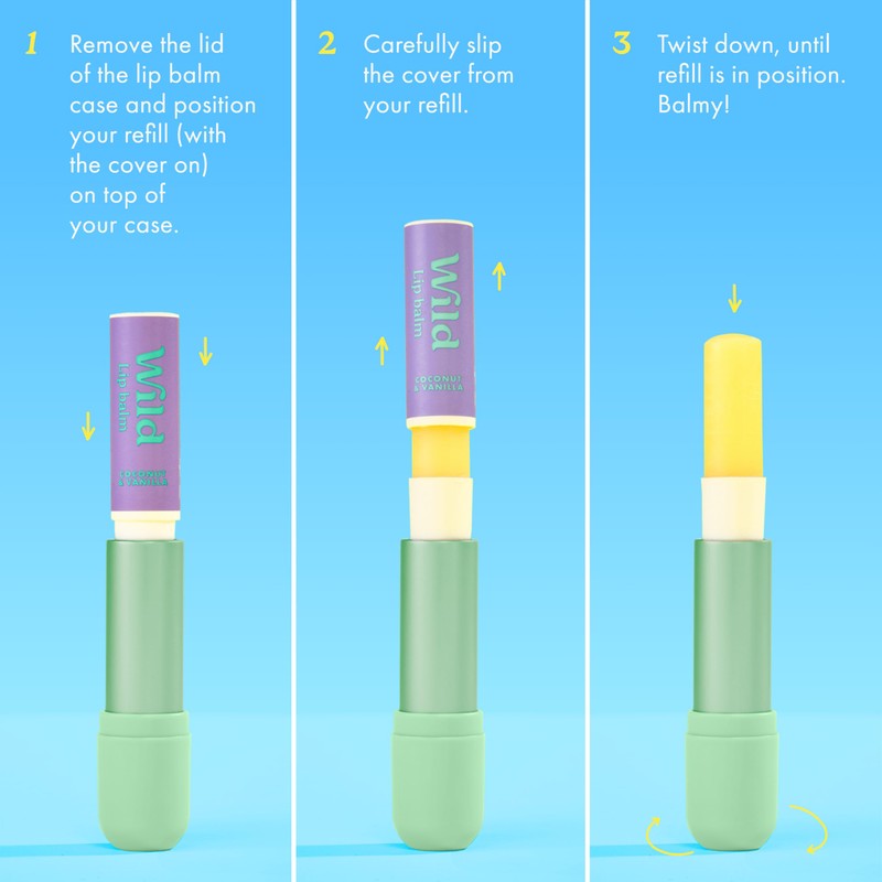 Wild Natural Refillable Lip Balm - Pack of 3 Lip