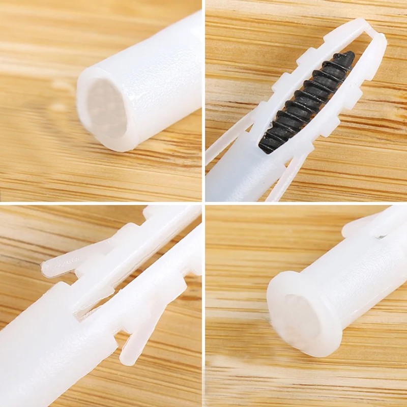 100 Pcs Wall Plugs, M10 x 50mm White Plastic Screw
