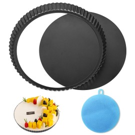 PUWOWYE Quicheform 28 cm,Tarteform mit Hebeboden, Tortenboden backform Antihaftbeschichtete Quiche Tortenboden,quicheform mit hebeboden,Obstkuchenform,Tortenbodenform