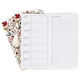 RICCO BELLO Floral Weekly To Do Undated Calendar Travelers Journal Refill, 8.25 x 4.25 inches (Set of 3)