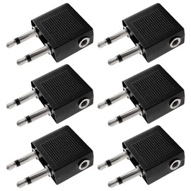 KUOQIY 6 Stücke 3.5mm Flugzeug Adapter, Airline Airplane Flight Adapter für Kopfhörer, Flugzeugadapter für Kopfhörer/Ohrhörer, Vernickelt