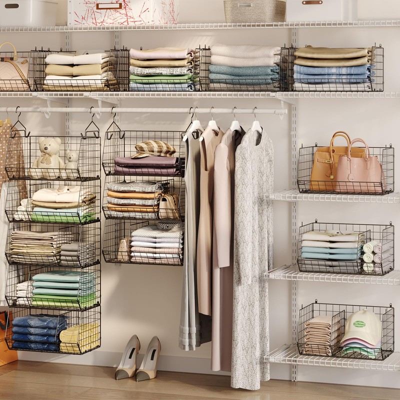 5 Tier Extra Large Closet Hanging Organizer with 5 Dividers,16.5"L