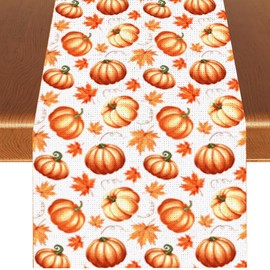 Camino de mesa de otoño de calabaza, decoración de mesa de comedor de otoño de temporada para decoración de mesa de comedor para exteriores, hogar, boda, fiesta, 13 x 72 pulgadas de largo