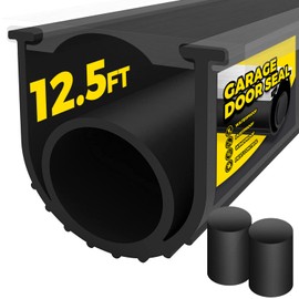 Holikme Garage Door Seals Bottom Rubber, Flexible Rubber Garage Door Seal, Garage Door Weather Stripping Kit Seal Strip Replacement, 5/16 Inch T-End, 4 1/8 Inch Width (12.5Ft, Black)