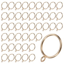 M METERXITY 44-Pack Gold Curtain Rings with Eyelet, Rustproof Metal Rings for Curtain Rods, 1.5 Inch Interior Diameter Drapery Rings for Curtain Rods for Hanging Drapes/Hats/Towels