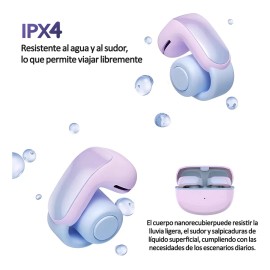Audfonos Bluetooth 5.4 Clip Ear Gamers y Deportistas. Incluye Cancelacin de Ruido, Micrfono HD, Calidad de Audio, IPX4, Controles Tctiles y Comodidad 