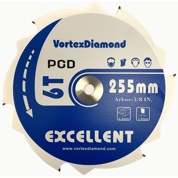VTXMax 10 inch 6 Teeth Polycrystalline Diamond (PCD) Hardie Fiber
