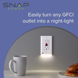 3 Pack - SnapPower GuideLight 2 for Outlets [for GFCI Outlets Only] - Night Light - Electrical Outlet Wall Plate With LED Night Lights - Automatic On/Off Sensor - (GFCI, Light Almond)