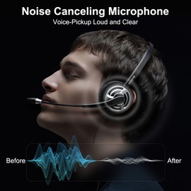 Beebang USB Computer Headset with Microphone for PC, Laptop Headset with Volume Control & Mic Mute, Single Ear Office Headphones for Work Teams Online Meeting, Voice Recognition Headset for Dragon