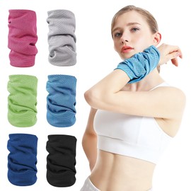 U-Vathing 6 Pack Microfiber Cooling Bandana Wrist Towels Scarf,Athletic Exercise Breathable Wrist Sweat Ice Absorbing Wristbands for Yoga Tenis Gym Fitness Runnig Hiking Camping Indoor Outdoor Sports