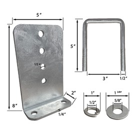 8 Pack 8" Galvanized L-Type Bunk Bracket Kit for Boat Trailer, fits 3x3 Cross Members, Heavy Duty (8 Pack)