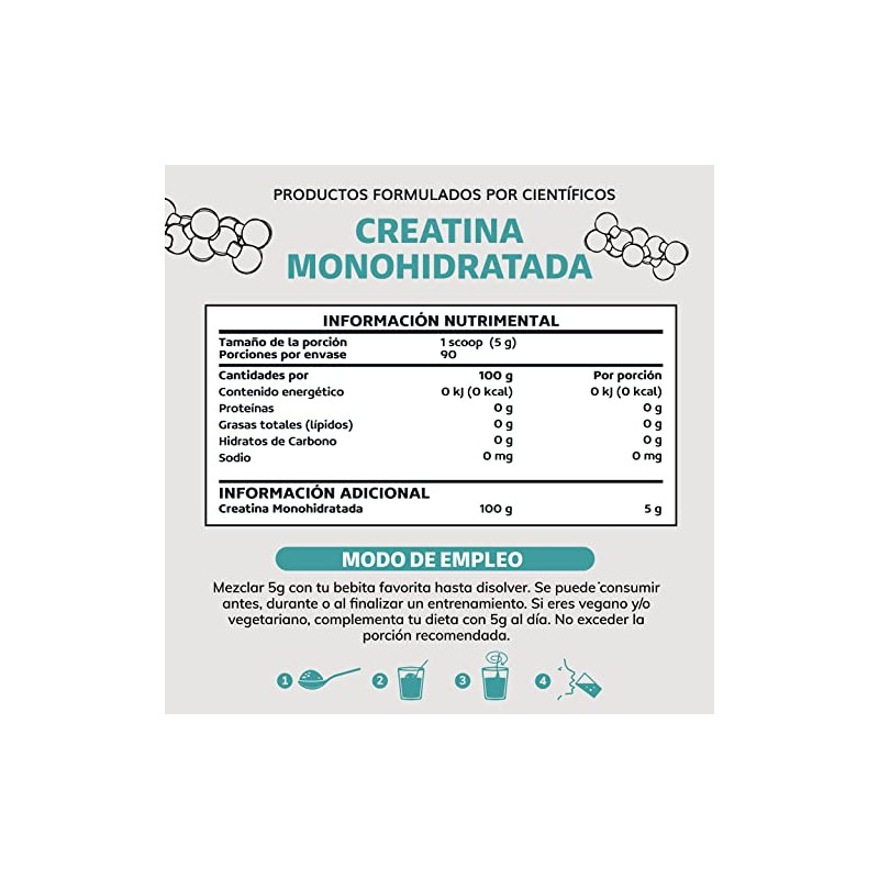 Creatina Monohidratada Micronizada Polvo 100 Alta Pureza Certificada Pre Workout