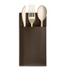 Disposable Linen-Feel Dinner Napkins With Built-in Flatware Pocket, 50-Pack BROWN
