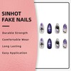 SINHOT Almond Press on Nails Medium Fake Nails Glossy Glue