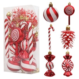 13 Pcs Christmas Ball Ornaments,Christmas Baubles Set Christmas Tree Hanging Decorations Hanging Baubles Balls Ornaments,Xmas Tree Balls Christmas Balls Decoration for Christmas Tree Decoration (Red)