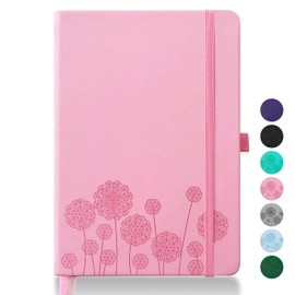 Qefuna Notebook Diary for Women, Notebook A5 Leather Journaling Notebooks for Work, 200 Pages Travel Diary for Women Men with Pen Holder and Ribbon, 5.78 x 8.34 Inches (Pink)