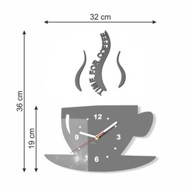 Modern Kitchen Wall Clock, Cup