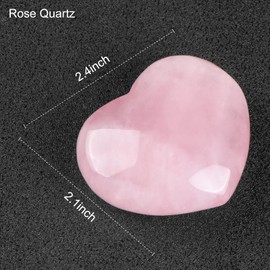 Artistone Rose Quartz Crystal Heart Worry Stone Hand Carved Pocket Healing Puff Heart Stone Chakra Reiki Balancing Set for Collection,Mental Healing(Gift Box)