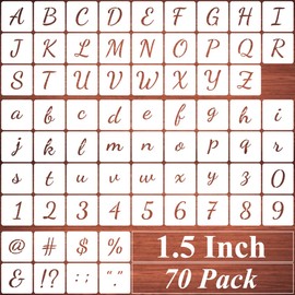 1.5 Inch Alphabet Letter Stencils for Painting - 70 Pack Letters and Numbers Stencil Templates with Signs for Painting on Wood, Reusable Number and Letter Stencils for Chalkboard Wood Signs & Wall Art