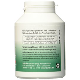 Avitale Cranberry Lutschtabletten, 120 Stück, 1er Pack (1 x 144 g)