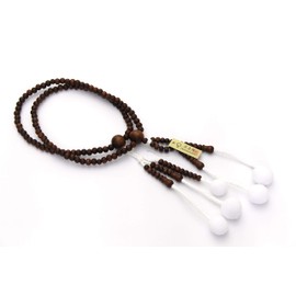Soka Gakkai Prayer Beads, Natural, Made in Kyoto, Natural Grind, Solid Cotton Tuft, Wooden, SGI Prayer Beads for Women