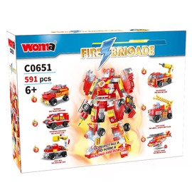 WOMA 2023 City Fire Station Building Set - Firefighter Toy Kit with Truck, Rescue Helicopter & Robot Emergency Vehicles Playset Roleplay STEM Toys for Boys Girls Age 5+ (591 pcs) (C0651A)