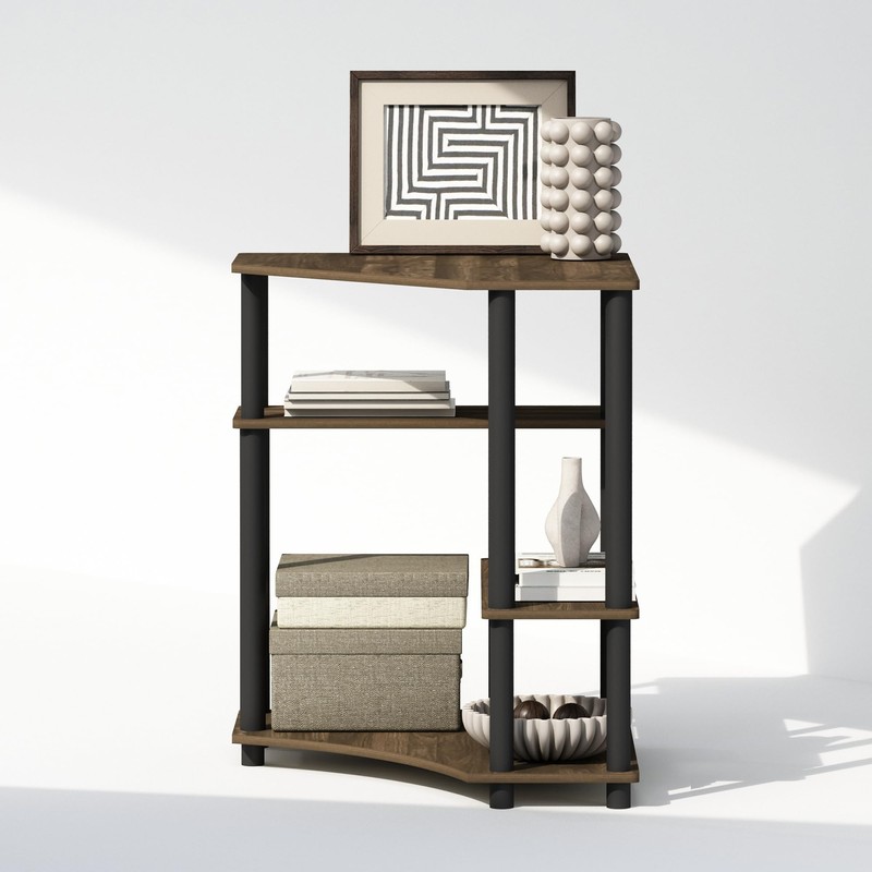 Furinno Turn-N-Tube Storage Shelves, 4-Tier Corner Shelf, Display Rack, Corner