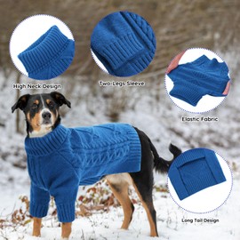 ASENKU Knitted Dog Sweater, Pullover Big Thermal Dog Winter Sweater, Turtleneck Doggy Sweater for Large Medium Dogs Boy Girl,Warm Pet Sweater Outfit Border Collie,Pit Bull,Golden Retriever, 2XL