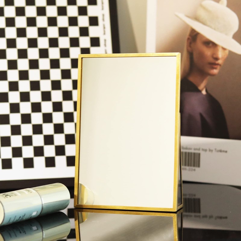 Espejo de maquillaje dorado para computadora, encimera, baño, afeitado, maquillaje,