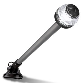 TRUE MODS 24 Inch 12-24V White LED Marine Navigation Anchor All-Round Boat Light [USCG ABYC A-16 3NM] [Waterproof] 3 Nautical Mile Folding Back Rear Top Stern Light for Fishing Bass jon Boat - Chrome