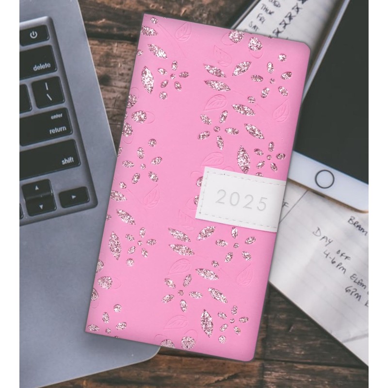 2025 Diary Slim Week to View Fashion Glitter Floral Sparkles