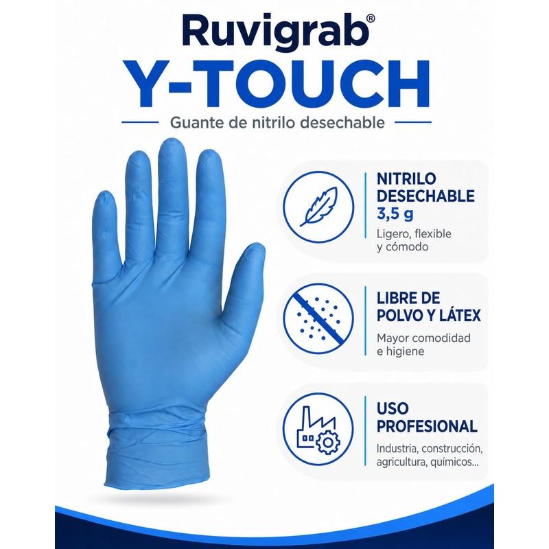 Ruvigrab - 100 x Blue Nitrile Disposable High Strength Work