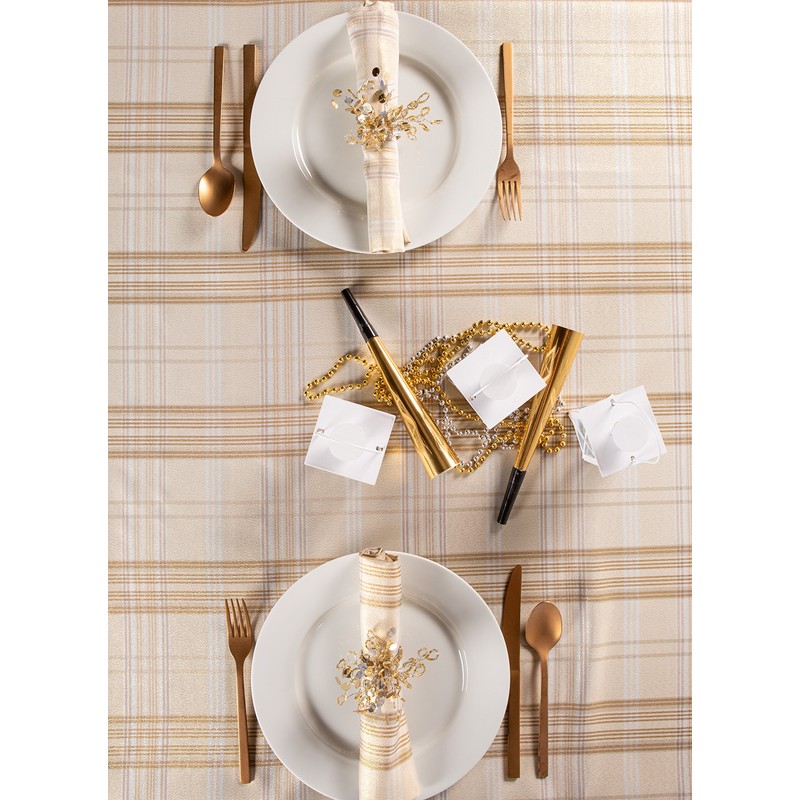 DII CAMZ10900 Table Cloth, 60" x 84", Cream Plaid
